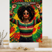 Juneteenth Afro-vrouw, Melanine Zwarte Meisje Poster (Keuken)