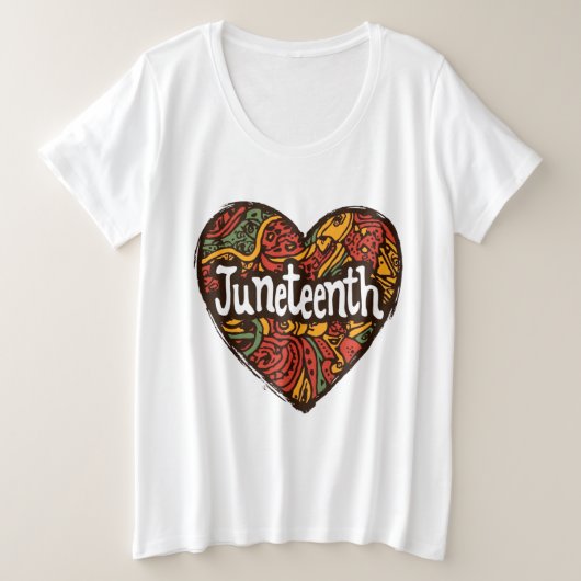 Juneteenth afrocentrische hartpatronen grote maat t-shirt (Design voorkant)
