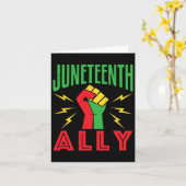 Juneteenth Ally 19 juni Steun Protest Pride Fist Kaart (Gele Bloem)