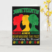 Juneteenth Believe Achieve Succeed Afro Black Hist Kaart (Gele Bloem)