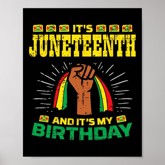 Juneteenth Birthday Afro-Amerikaans Zwart Mannen W Poster (Voorkant)