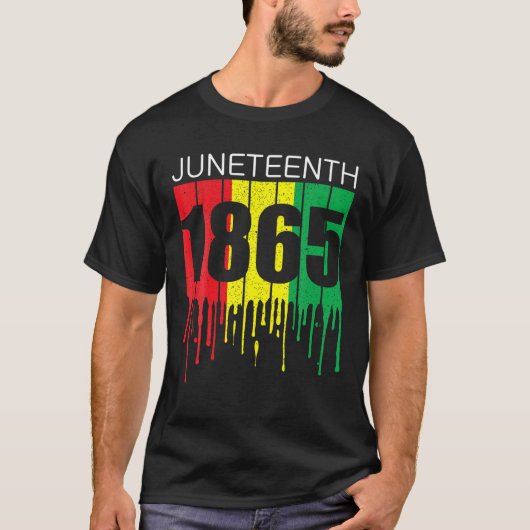 Juneteenth Black African American Flag Freedom Vin T-shirt (Voorkant)