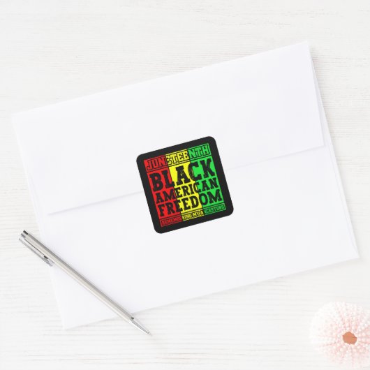 Juneteenth Black American Freedom Remembering Cool Vierkante Sticker (Envelop)