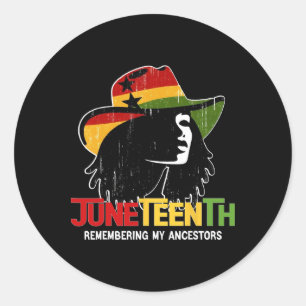 Juneteenth Black Cowgirl 1865 voorouder Black Free Ronde Sticker