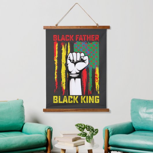 Juneteenth Black Father Day Dad King Celebrating F Hangend Wandkleed (Woonkamer)