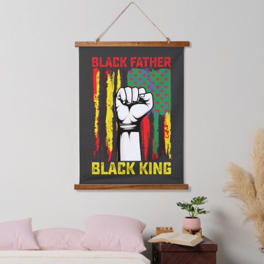 Juneteenth Black Father Day Dad King Celebrating F Hangend Wandkleed (Slaapkamer)