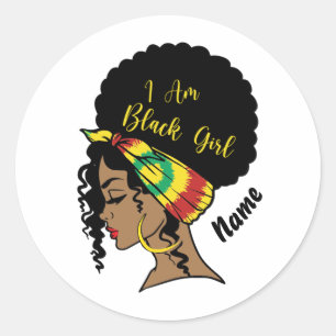 Juneteenth Black Girl Afro Woman Ronde Sticker