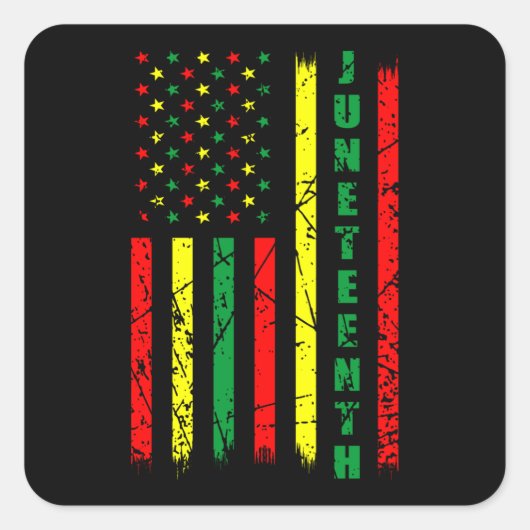 Juneteenth Black History Colorful American Flag Vierkante Sticker (Voorkant)