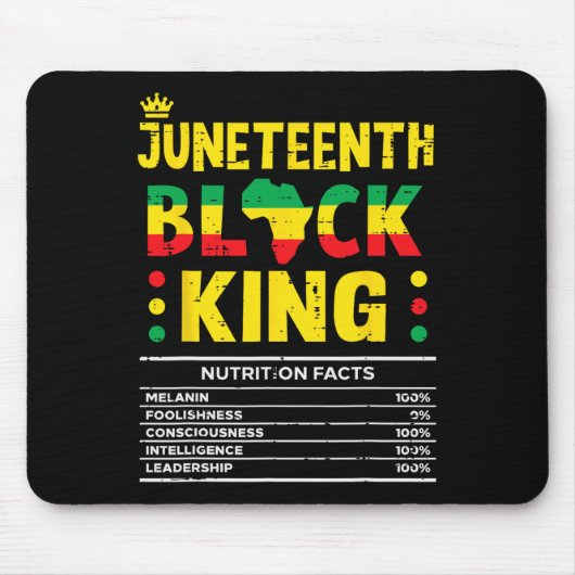 Juneteenth Black King Afro-Amerikaanse Mannen Jong Muismat (Voorkant)