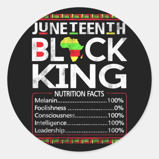 Juneteenth Black King Melanin Dad Fathers Day Ronde Sticker (Voorkant)