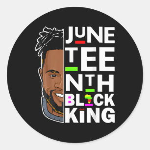 Juneteenth Black King Melanin Father Dad Mannen So Ronde Sticker