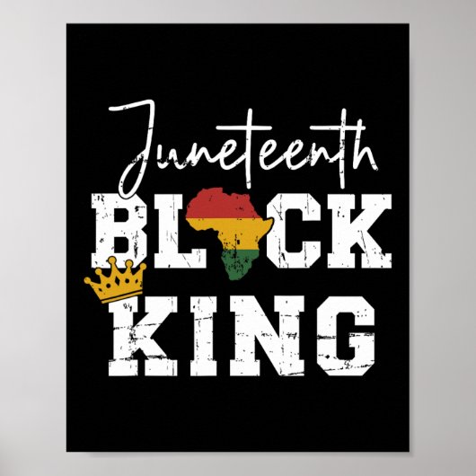 Juneteenth Black King met Pan Afrikaanse kaart vla Poster (Voorkant)