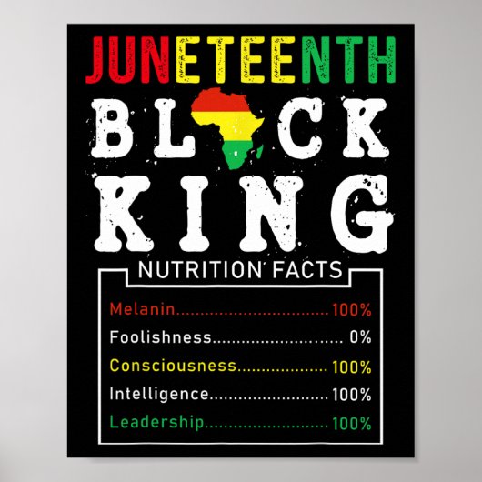 Juneteenth Black King Nutrition Feiten Vaderdag Poster (Voorkant)