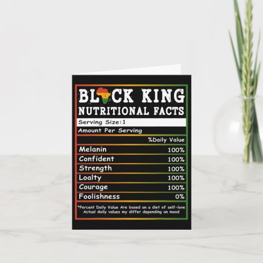 Juneteenth Black King Nutritional Facts Melanin Kaart (Voorkant)