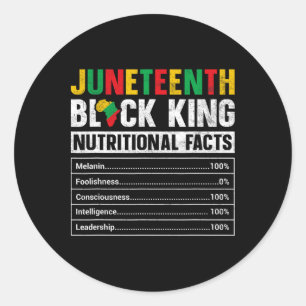 Juneteenth Black King Nutritional Facts Melanin Ronde Sticker