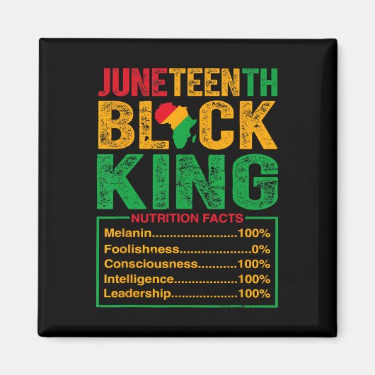 Juneteenth Black King Nutritional Facts Pride Afri Magneet (Voorkant)