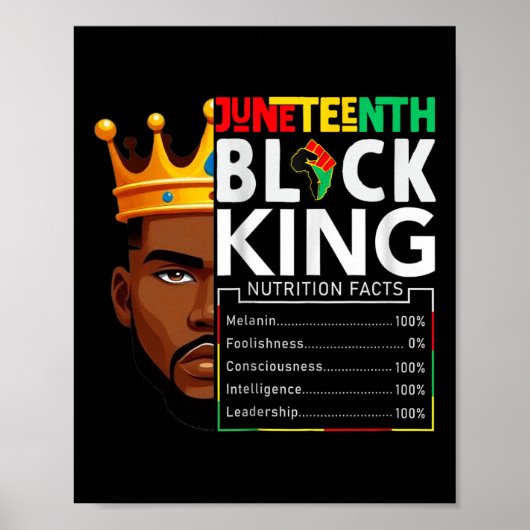 Juneteenth Black King Nutritional Facts Pride Afri Poster (Voorkant)