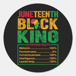 Juneteenth Black King Nutritional Facts Pride Afri Ronde Sticker