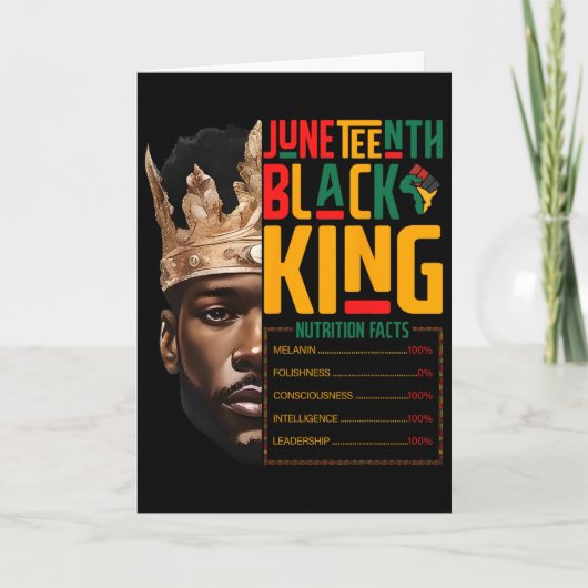 Juneteenth Black King Pride Afrika Voedingsfeiten Kaart (Voorkant)