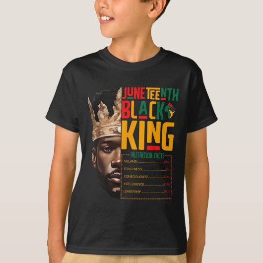 Juneteenth Black King Pride Afrika Voedingswaarde T-shirt (Voorkant)