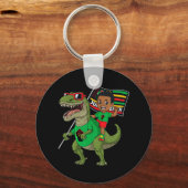 Juneteenth Black King Riding T Rex Dino Fun Boys K Sleutelhanger (Achterkant)