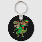 Juneteenth Black King Riding T Rex Dino Fun Boys K Sleutelhanger (Achterkant)