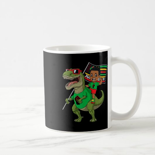 Juneteenth Black King Riding T Rex Dino Grappige J Koffiemok (Rechts)