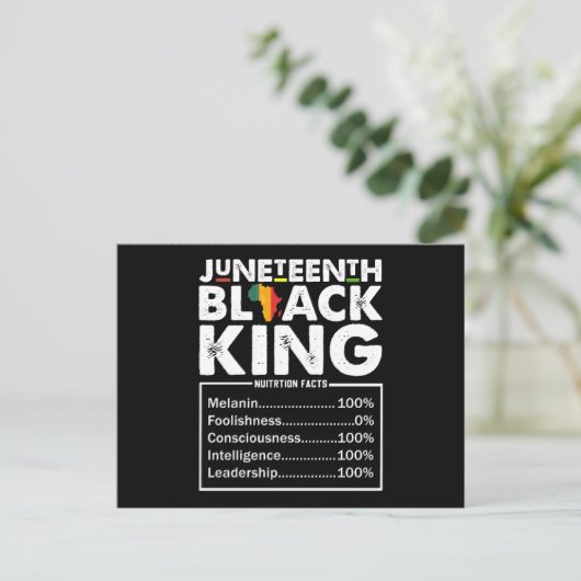 Juneteenth Black King Voedingsfeiten Melanine Briefkaart (Staand voorkant)