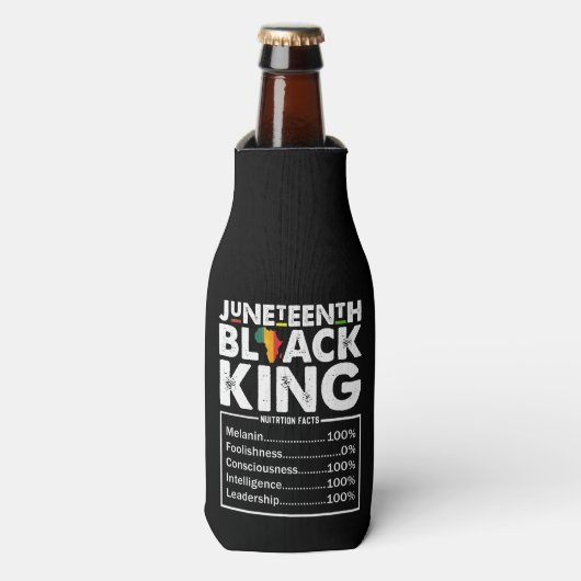 Juneteenth Black King Voedingsfeiten Melanine Flesjeskoeler (Fles Voorkant)