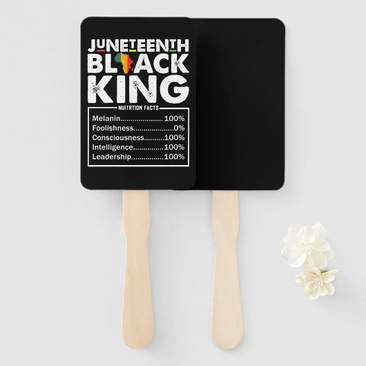 Juneteenth Black King Voedingsfeiten Melanine Handwaaier (Voorkant en achterkant)