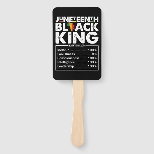 Juneteenth Black King Voedingsfeiten Melanine Handwaaier (Voorkant)