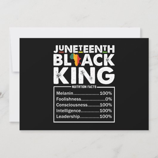 Juneteenth Black King Voedingsfeiten Melanine Kaart (Voorkant)