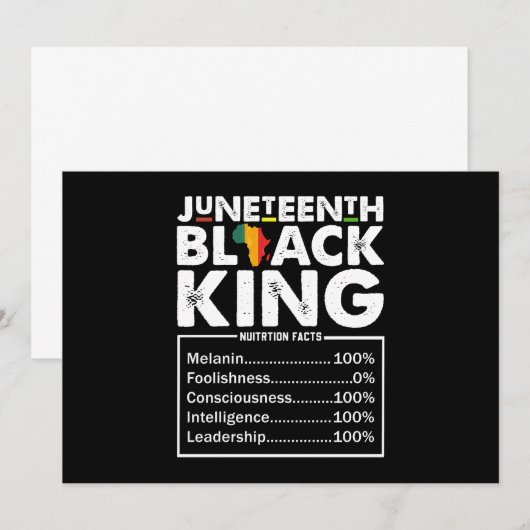 Juneteenth Black King Voedingsfeiten Melanine Kaart (Voorkant / Achterkant)