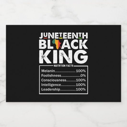 Juneteenth Black King Voedingsfeiten Melanine Sparkling Wijnetiket (Enkel label)