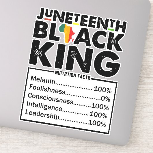 Juneteenth Black King Voedingsfeiten Melanine Sticker (Detail)