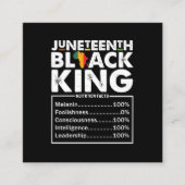 Juneteenth Black King Voedingsfeiten Melanine Vierkante Visitekaartje (Voorkant)