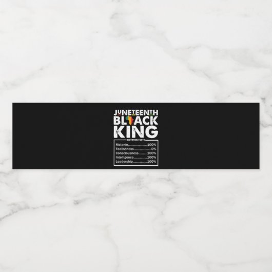 Juneteenth Black King Voedingsfeiten Melanine Waterfles Etiket (Enkel label)