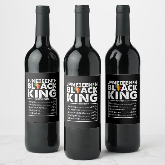 Juneteenth Black King Voedingsfeiten Melanine Wijn Etiket (Flessen)