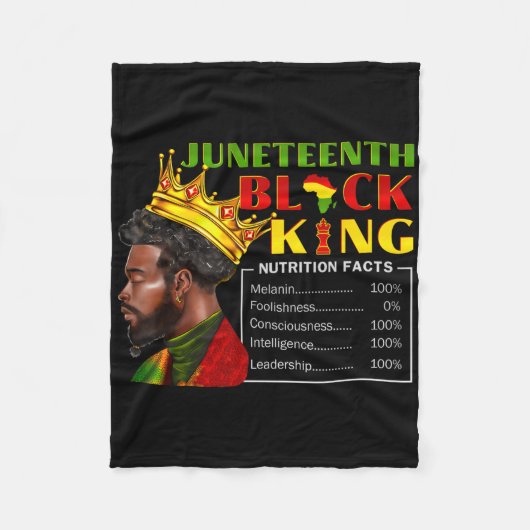 Juneteenth Black King Voedingsfeiten Pride Afri Fleece Deken (Voorkant)