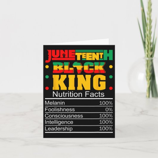 Juneteenth Black King Voedingsfeiten Pride Afri Kaart (Voorkant)