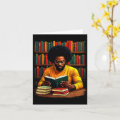 Juneteenth Black Man Reading Books Kaart (Gele Bloem)