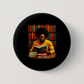 Juneteenth Black Man Reading Books  Ronde Button 5,7 Cm (Voorkant)