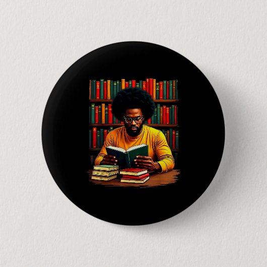 Juneteenth Black Man Reading Books  Ronde Button 5,7 Cm (Voorkant)