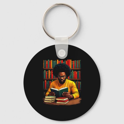 Juneteenth Black Man Reading Books  Sleutelhanger (Voorkant)