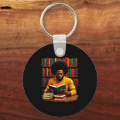 Juneteenth Black Man Reading Books  Sleutelhanger (Voorkant)