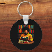 Juneteenth Black Man Reading Books  Sleutelhanger (Voorkant)