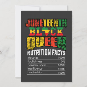 Juneteenth Black Queen Nutrition Facts Kaart