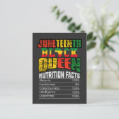 Juneteenth Black Queen Nutrition Facts Uitnodiging Briefkaart (Staand voorkant)