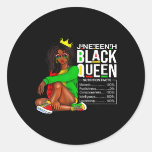 Juneteenth Black Queen Nutritional Facts 4th of Ju Ronde Sticker