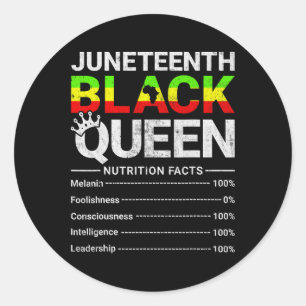 Juneteenth Black Queen Nutritional Facts Afro Wome Ronde Sticker